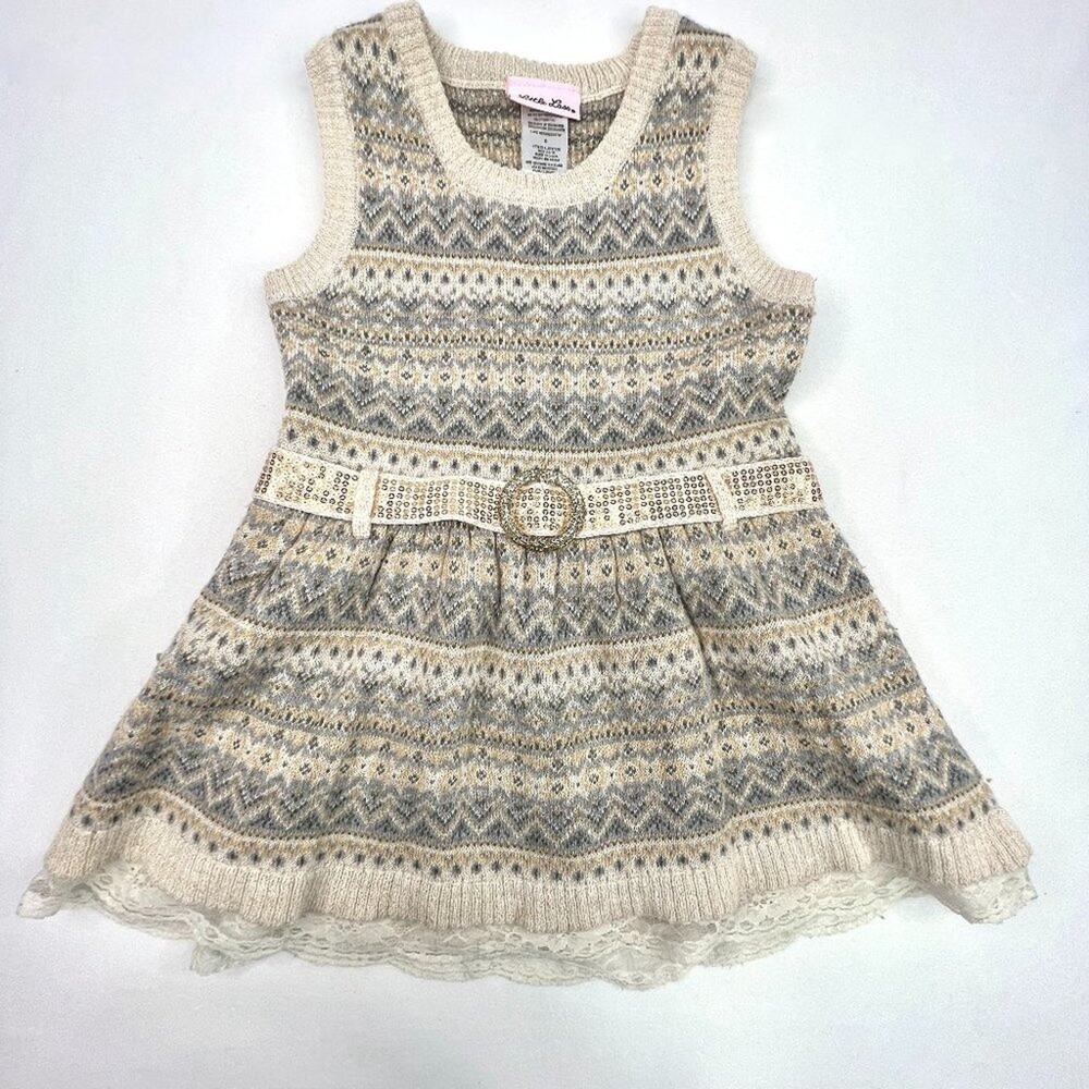 Little Lass Sparkle Sweater Holiday Dress Size 5